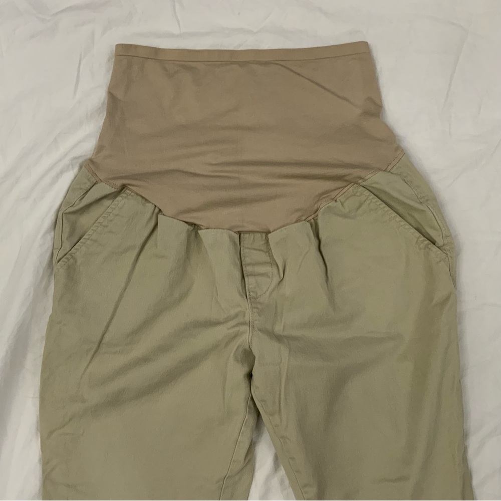 Old Navy Maternity Full Panel Tan Straight Leg Pants w/Pockets 12 Short Stretch - Picture 11 of 11